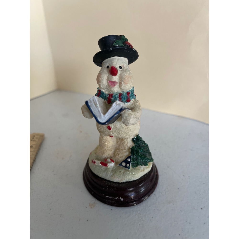 Vintage Christmas Singing Snowman Figurine Resin Holiday Decor 4.5 Inch